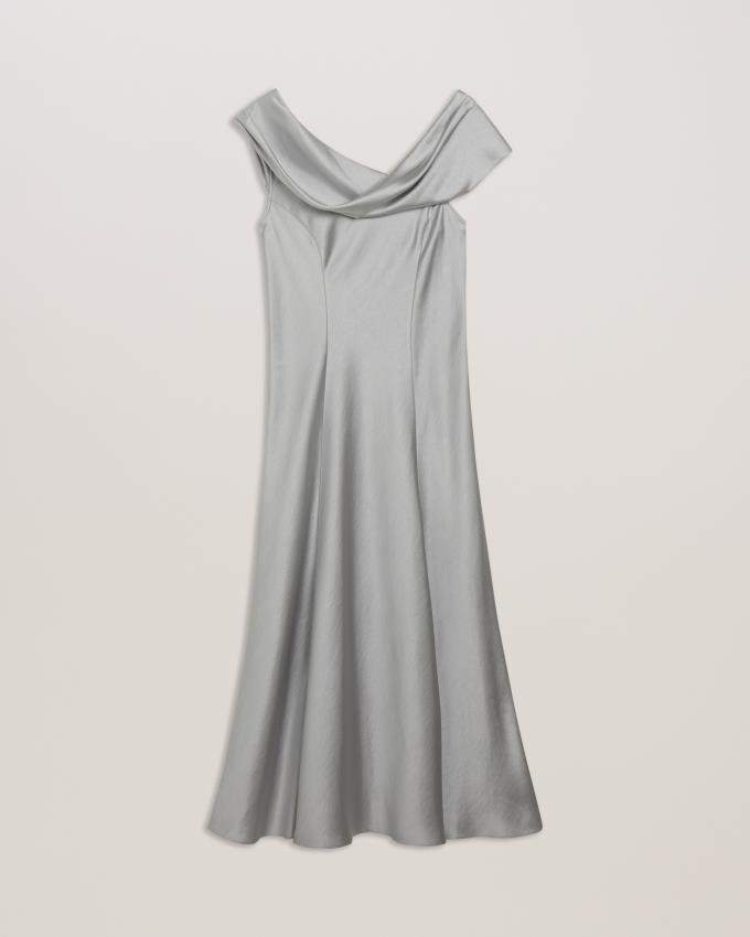 Peignoir Ted Baker Draped Neck Satin Midi Grise Clair Femme | VRK-67043891